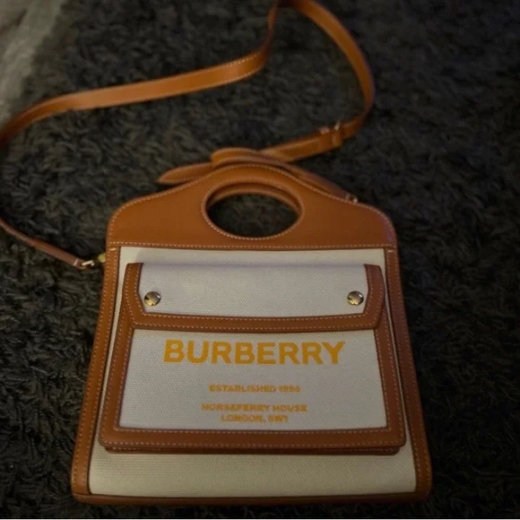 Burberry Two-tone Canvas and Leather Pocket Bag - Picture 2 of 3